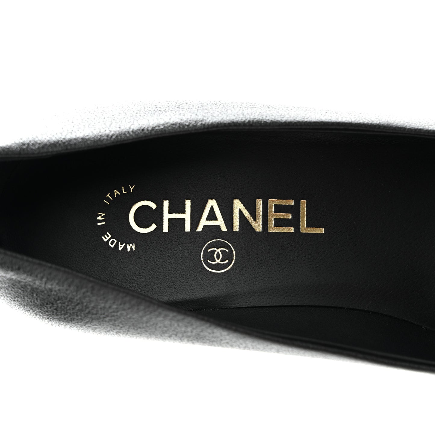Goatskin Patent Calfskin Cap Toe CC Pearl Pumps 36.5 Black