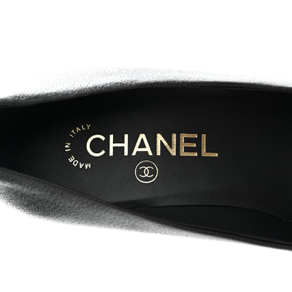 Chanel Goatskin Patent Calfskin Cap Toe CC Pearl Pumps 36.5 Black 7 of 10