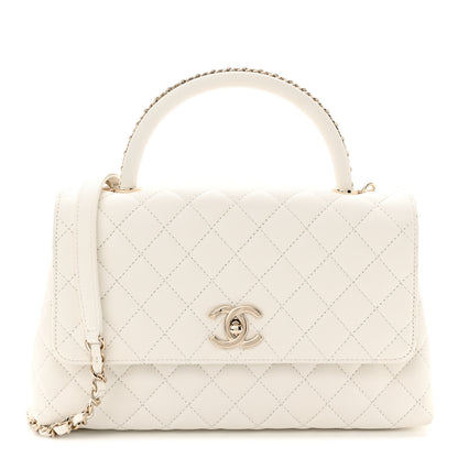 Chanel Caviar Quilted Small Chain Coco Handle Flap White 1 of 13