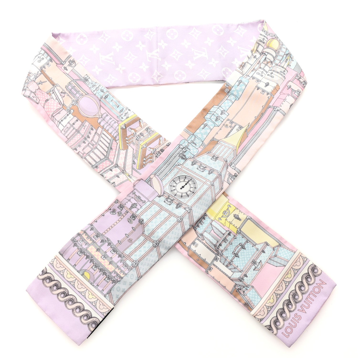 Louis Vuitton Silk Monogram Around The World Bandeau Mauve 1 of 3