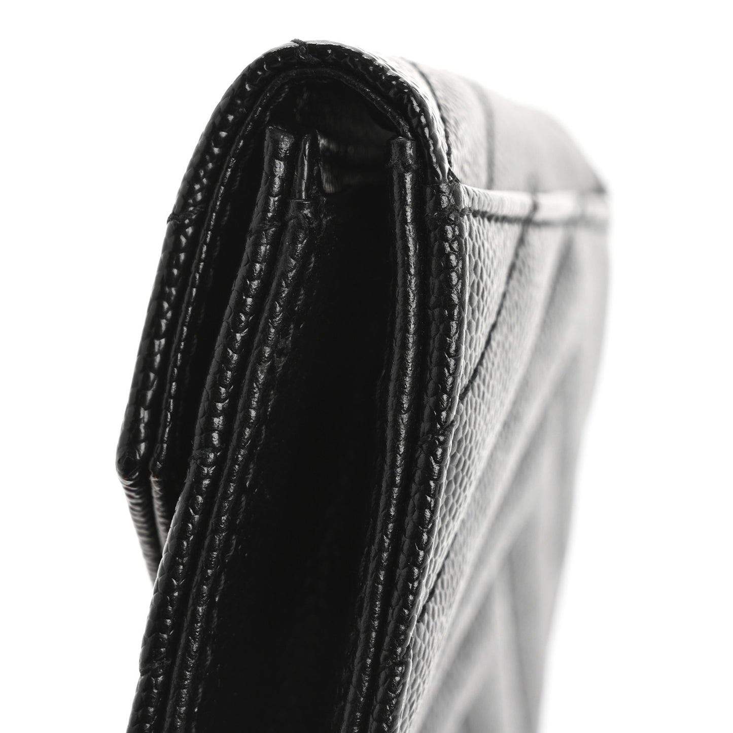 Grain De Poudre Matelasse Chevron Small Monogram Envelope Wallet Black