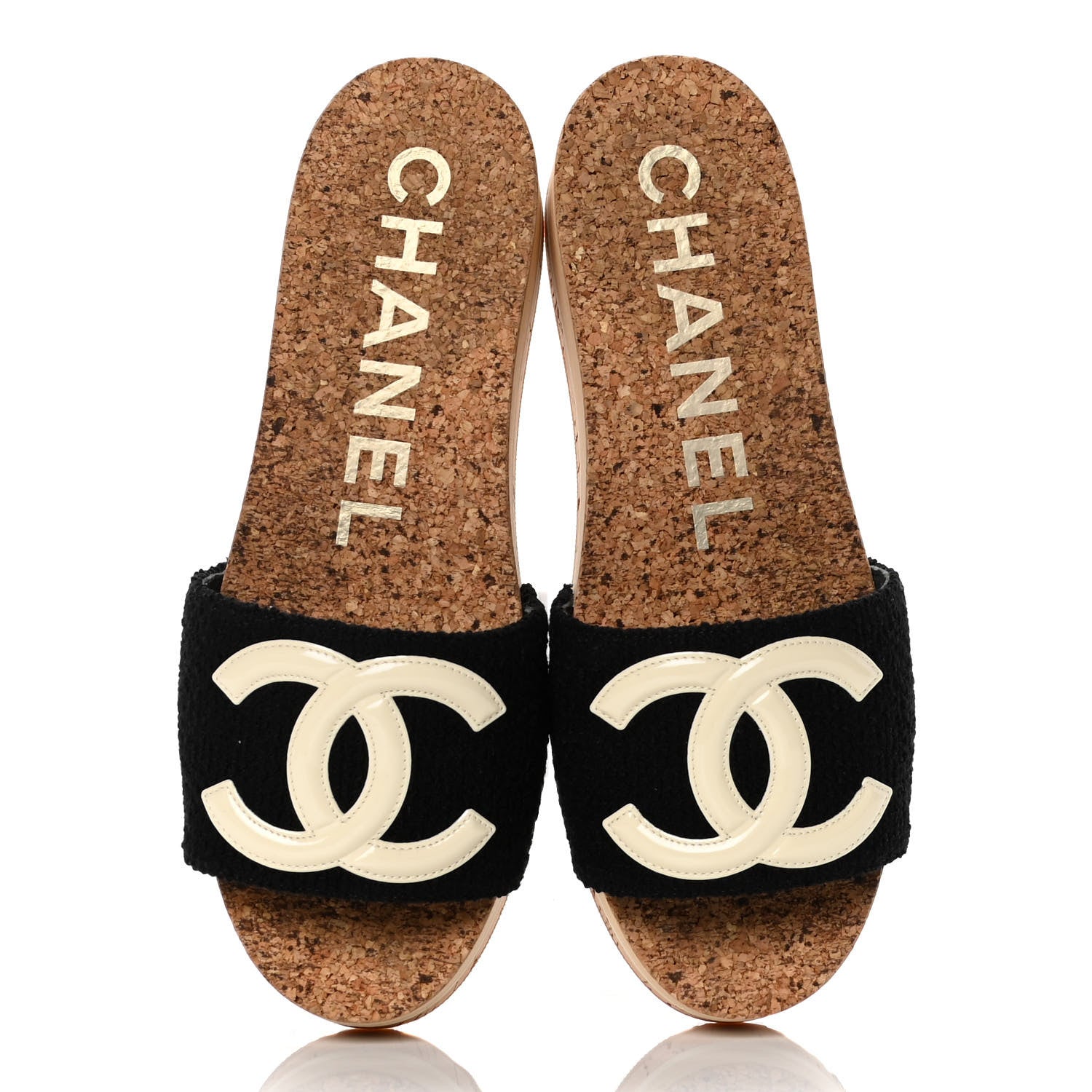 Chanel Tweed Cork CC Mule Sandal 36 Black 849900 – FASHIONPHILE