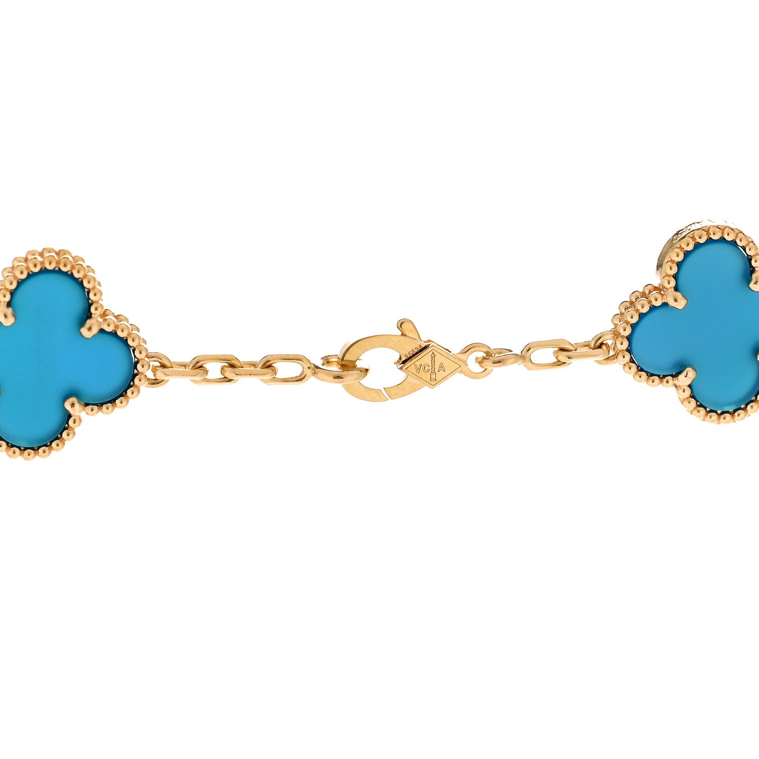 Van Cleef & Arpels 18K Yellow Gold Blue Agate 10 Motifs Vintage Alhambra Necklace 4 of 6
