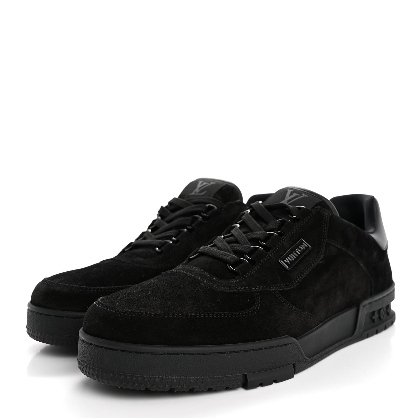 Suede Mens LV Trainer Sneakers 9 Black