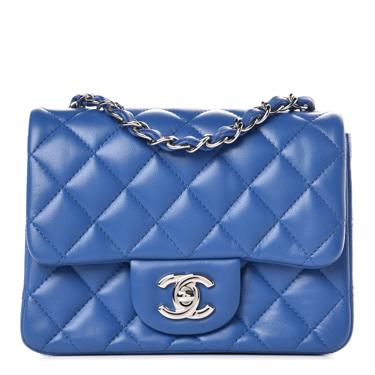Lambskin Quilted Mini Square Flap Blue
