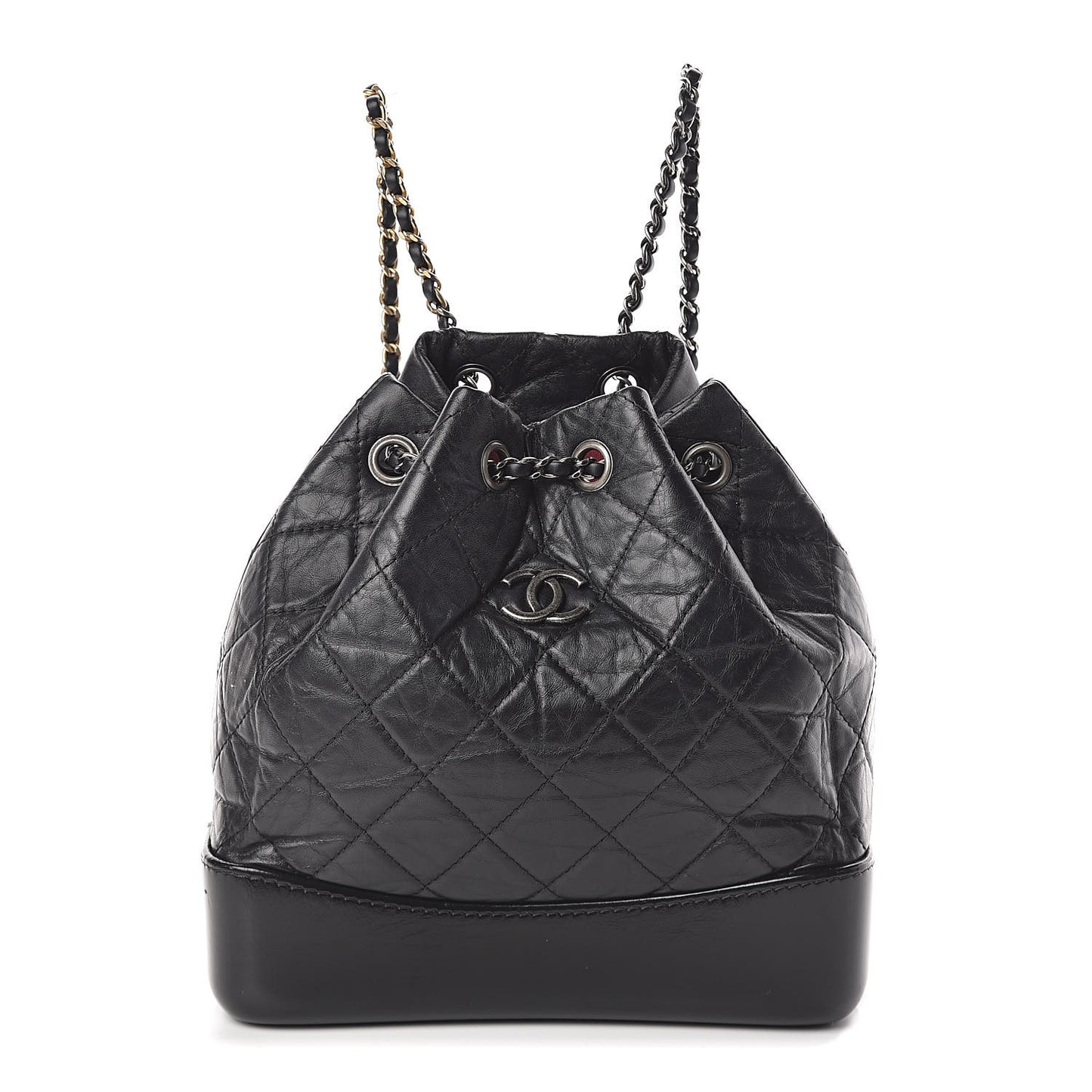 Aged Calfskin Quilted Small Gabrielle Backpack Black