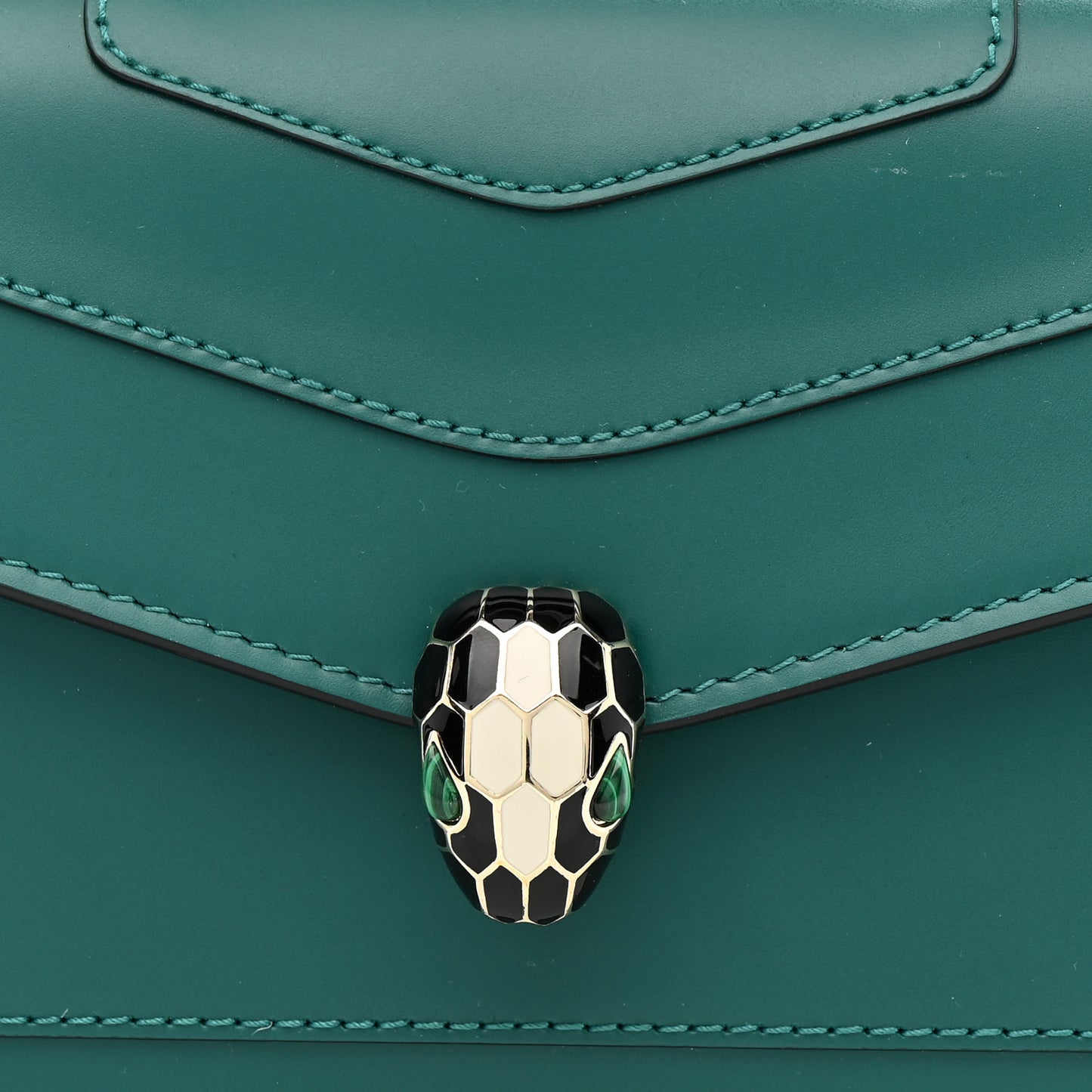 Calfskin Serpenti Forever Chain Wallet Emerald Green