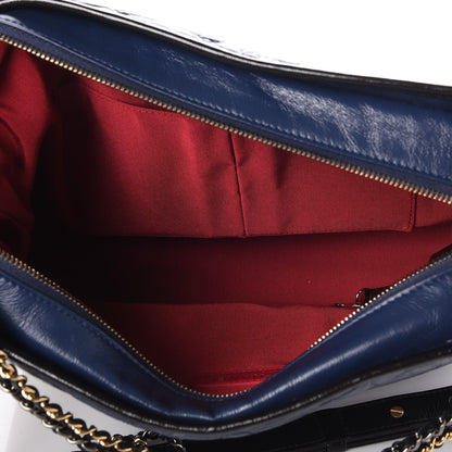 Chanel Aged Calfskin Quilted Large Gabrielle Hobo Navy Black 5 of 8