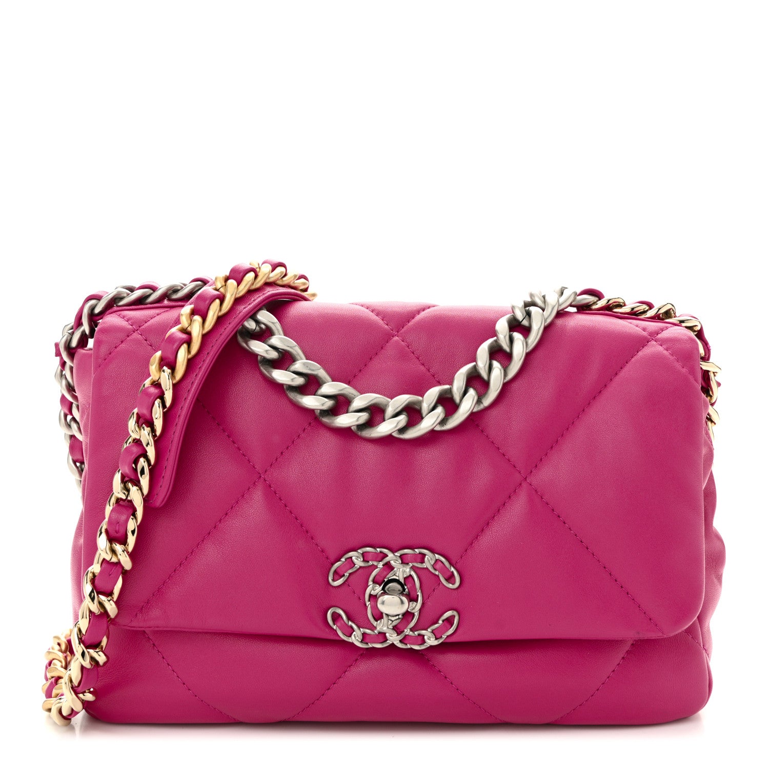 Chanel Lambskin Quilted Medium Chanel 19 Flap Dark Pink 1 of 10