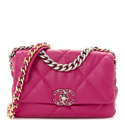 Chanel Lambskin Quilted Medium Chanel 19 Flap Dark Pink 1 of 10