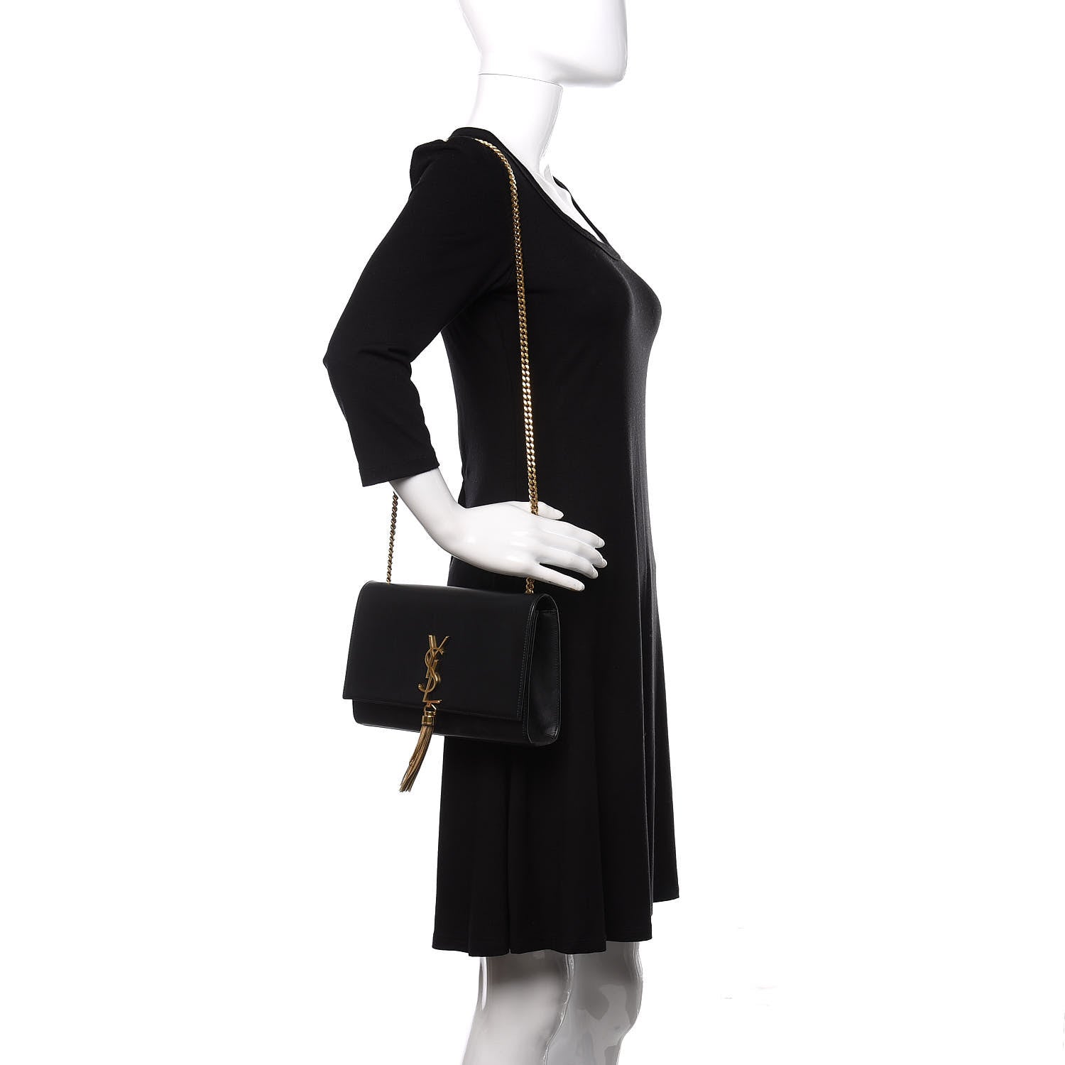 Saint Laurent Smooth Calfskin Medium Classic Monogram Kate Tassel Satchel Black 2 of 15