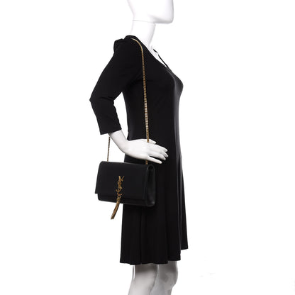 Saint Laurent Smooth Calfskin Medium Classic Monogram Kate Tassel Satchel Black 2 of 15