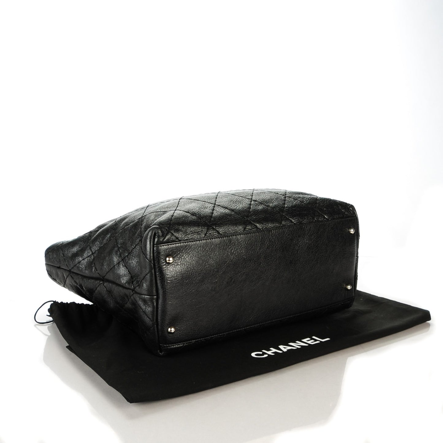 Glazed Calfskin Large On The Road Tote Black