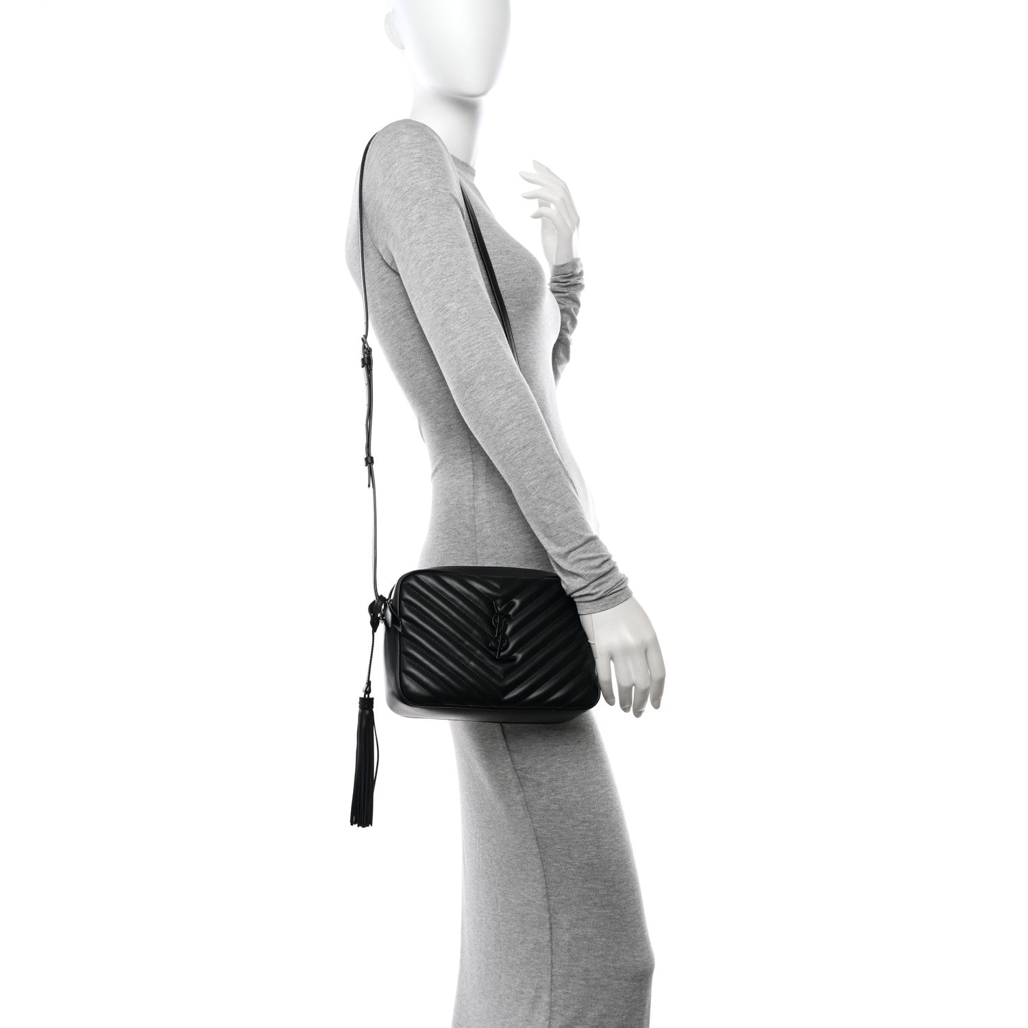 Saint Laurent Calfskin Matelasse Monogram Monochrome Lou Camera Bag Black 3 of 10