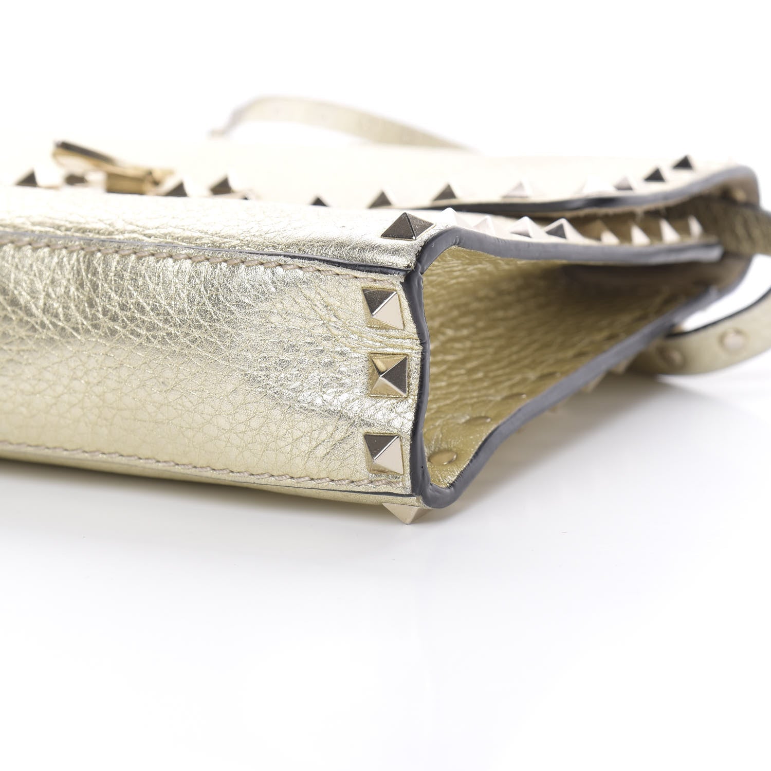 Valentino Garavani Metallic Pebbled Calfskin Medium Rockstud Flip Lock Crossbody Bag Platino 9 of 14