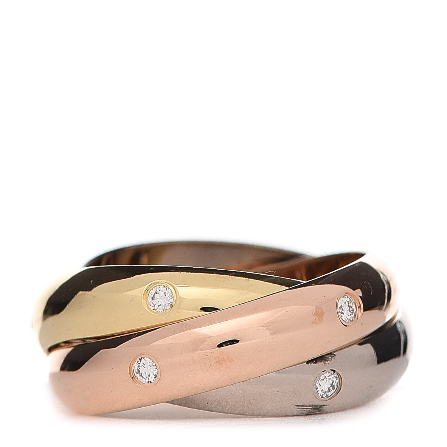 Cartier 18K Pink Yellow White Gold Diamond Medium Trinity Ring 47 4 3 of 6