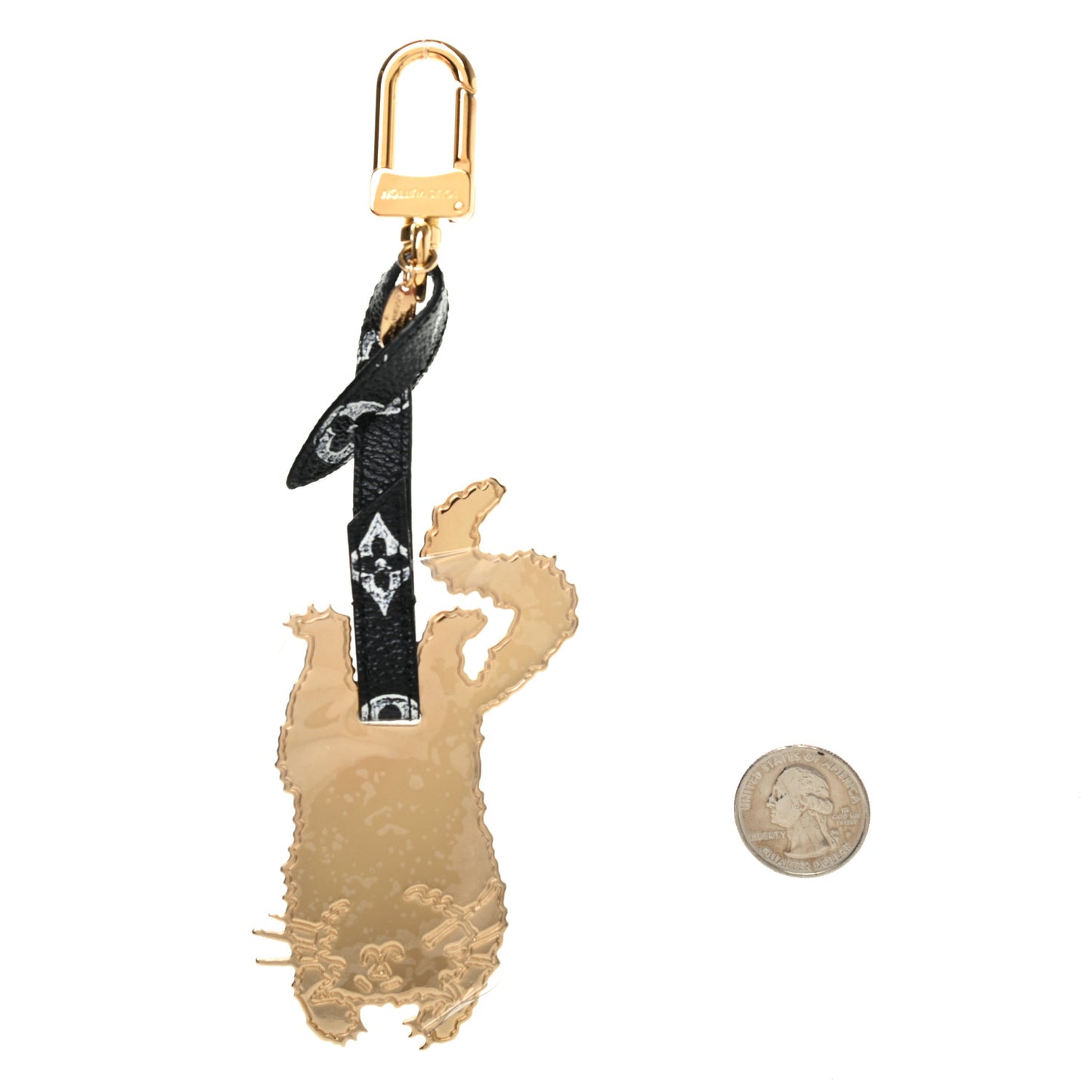 Catogram Flying Cat Bag Charm Key Holder Gold Black
