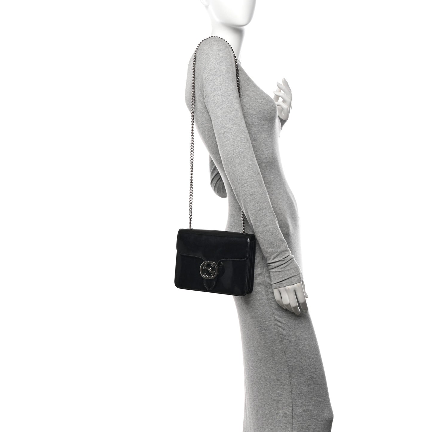 Shade Lux Calfskin Small Interlocking G Shoulder Bag Black