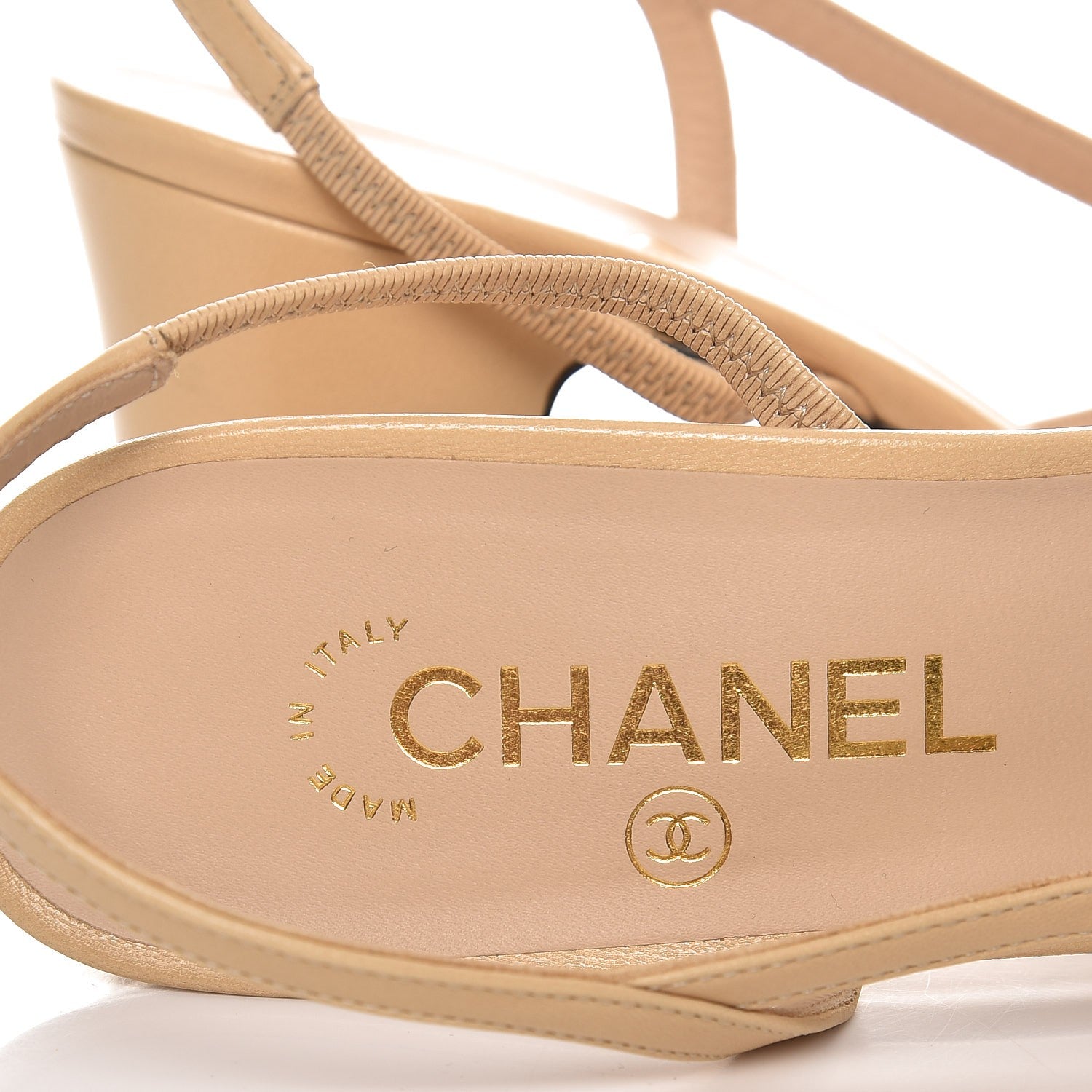 Chanel Goatskin Grosgrain Cap Toe CC Slingback Pumps 40 Beige Black 7 of 14