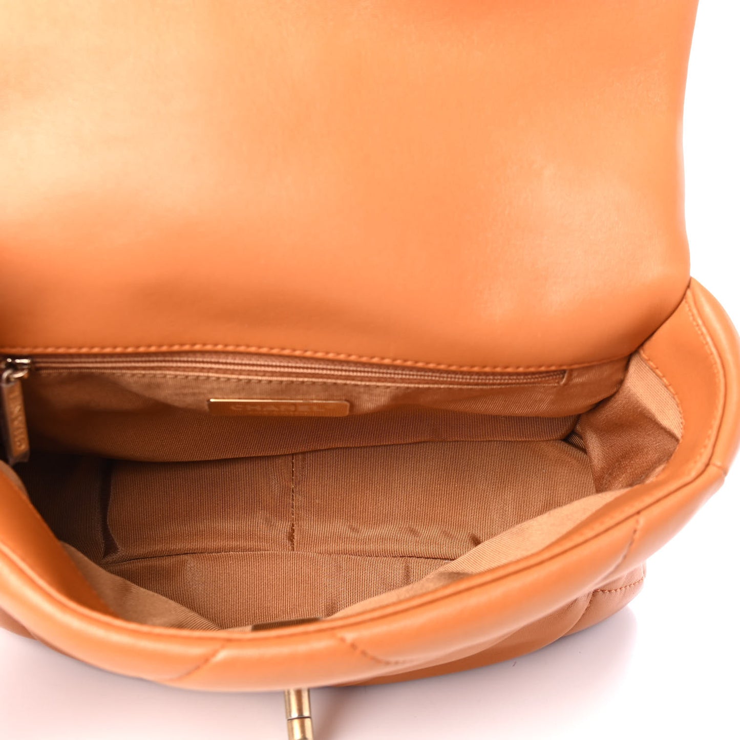 Lambskin Quilted Medium Chanel 19 Flap Light Brown