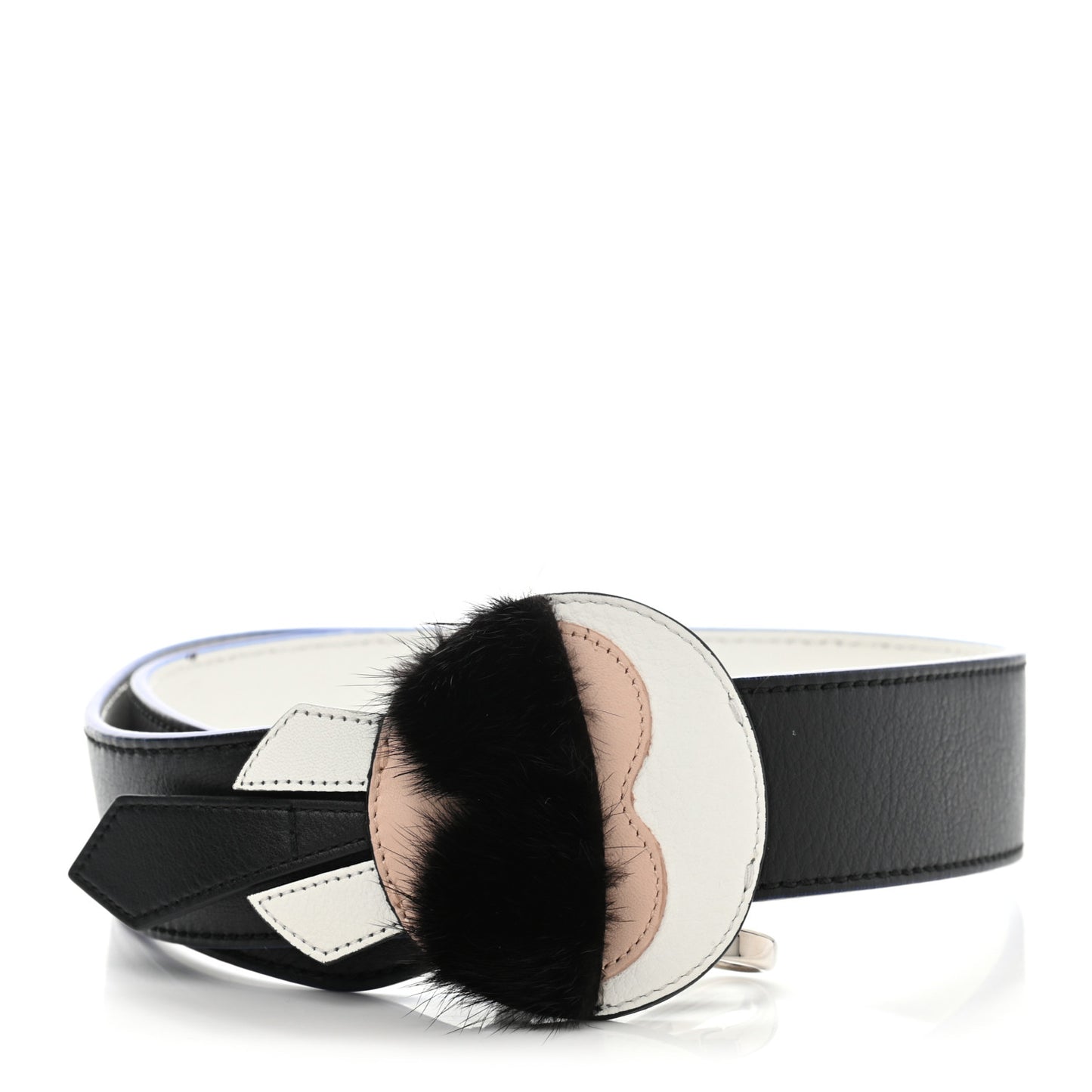 Vitello Dolce Mink Fur Karlito Inlay Strap You Black Multicolor
