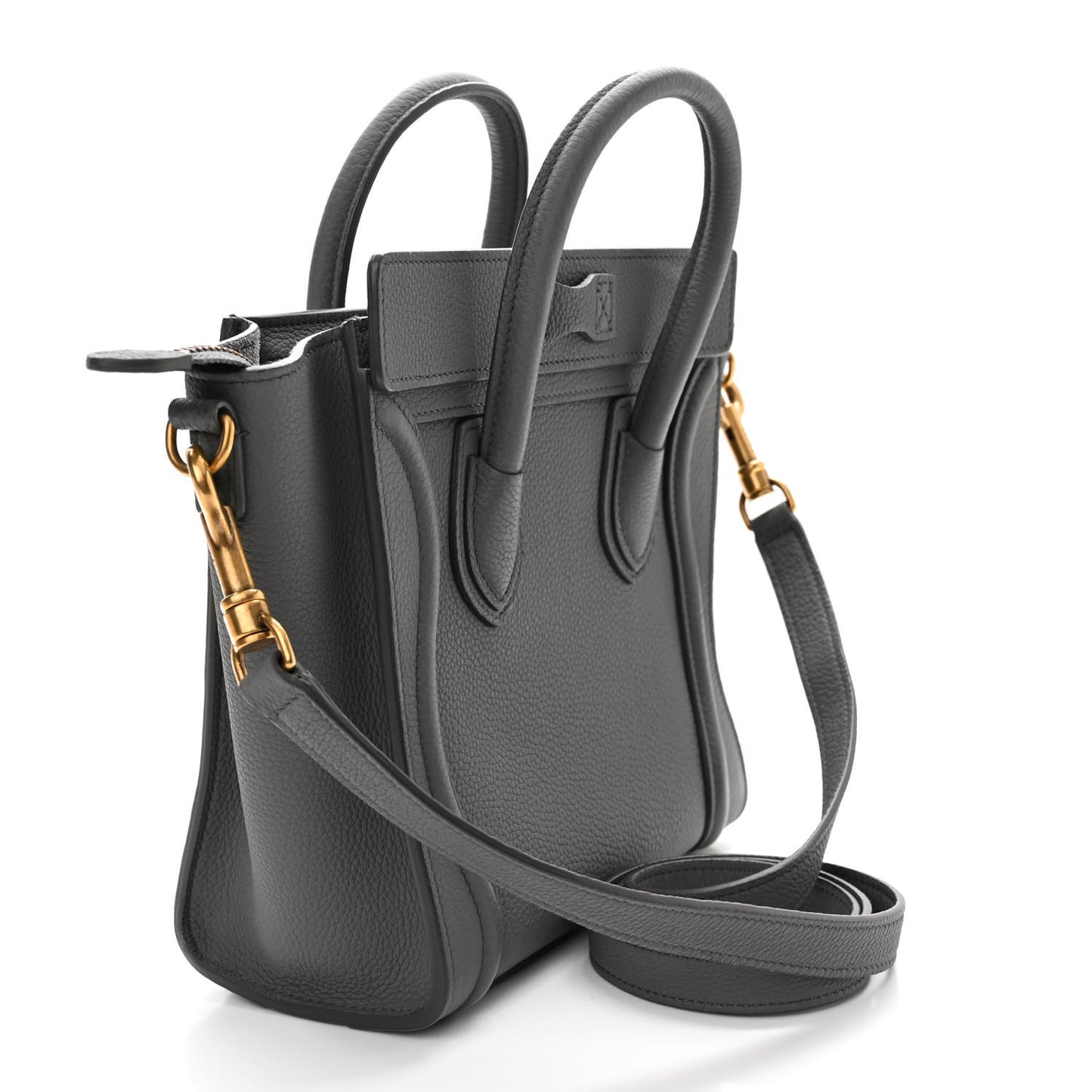 Drummed Calfskin Nano Luggage Kohl