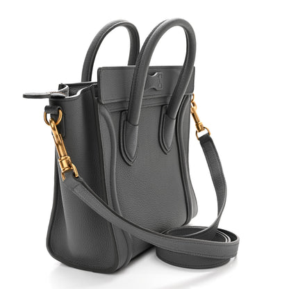 Celine Drummed Calfskin Nano Luggage Kohl 3 of 13