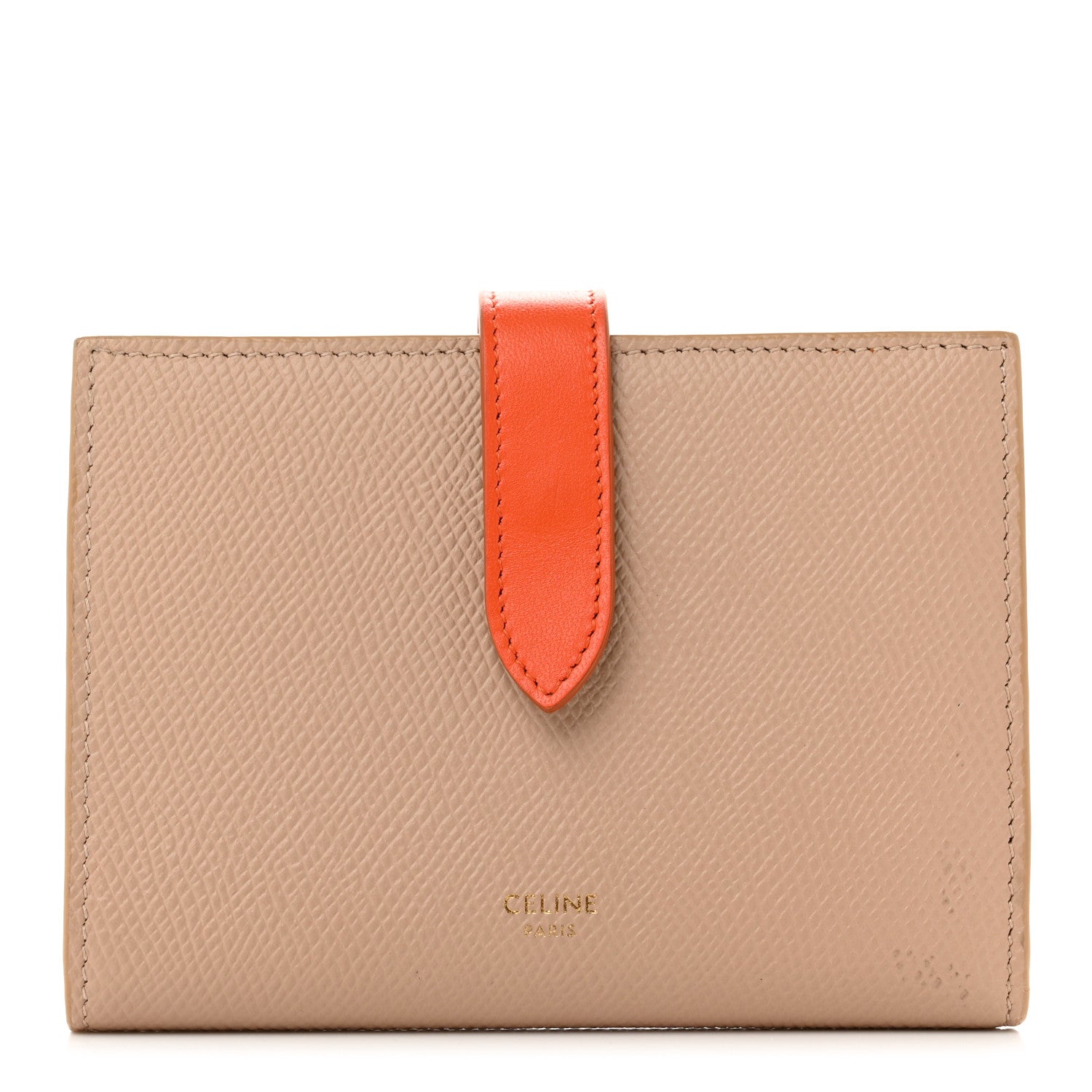 Celine Grained Calfskin Medium Multifunction Strap Wallet Shell Pop Orange 1 of 8