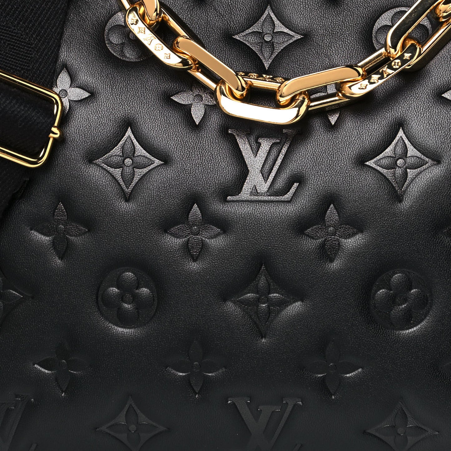 Lambskin Embossed Monogram Coussin PM Black