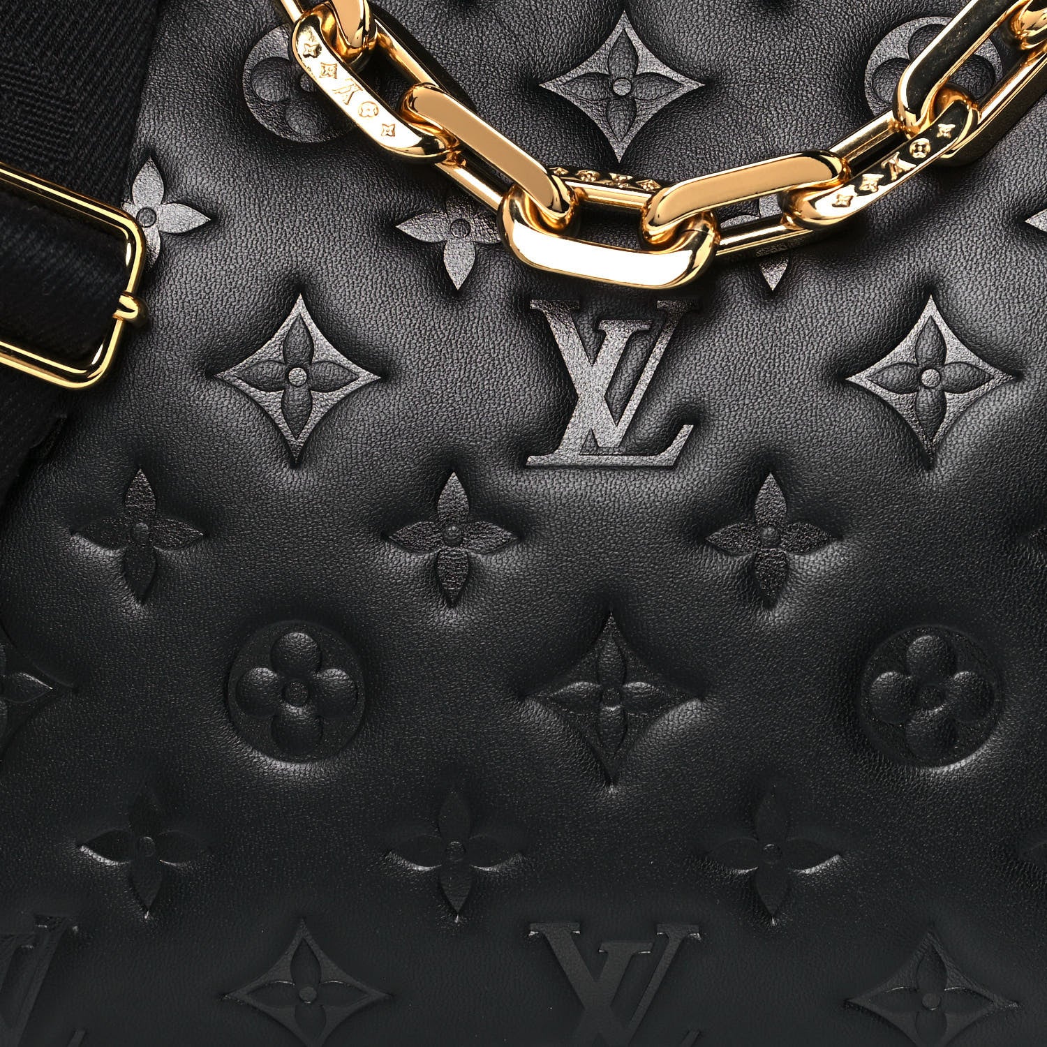 Louis Vuitton Lambskin Embossed Monogram Coussin PM Black 11 of 12