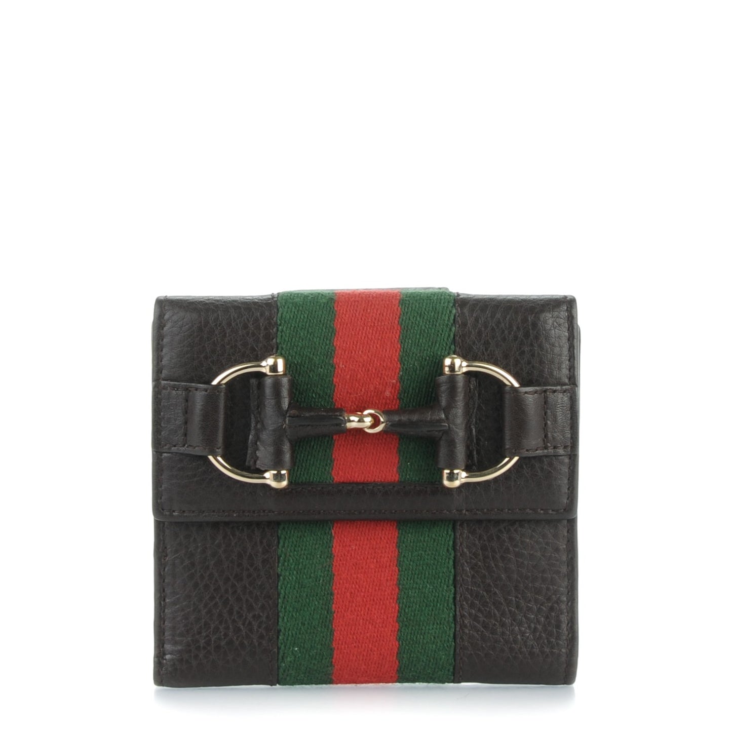 Calfskin Web Horsebit French Flap Wallet Black