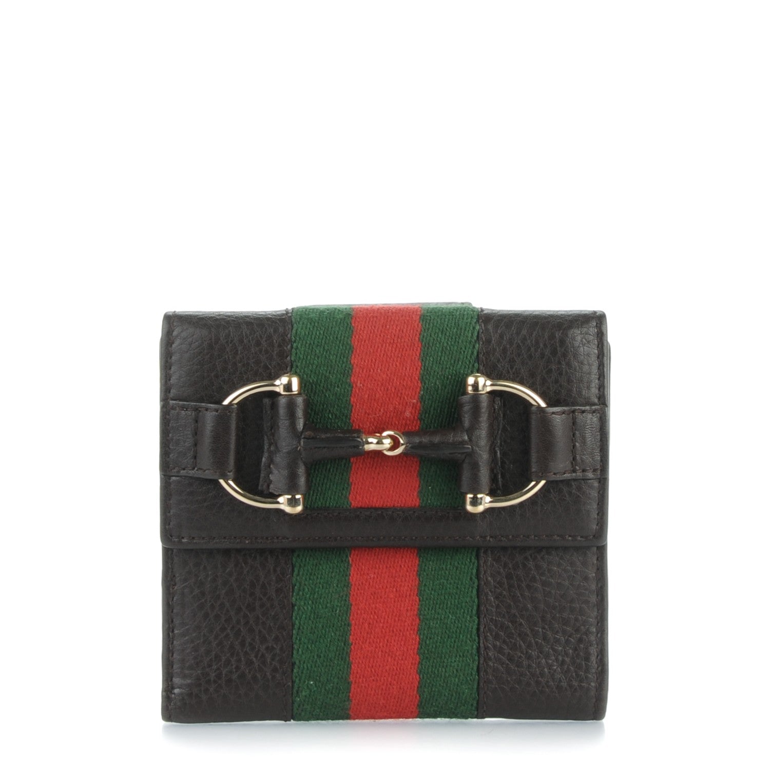 Gucci Calfskin Web Horsebit French Flap Wallet Black 1 of 7