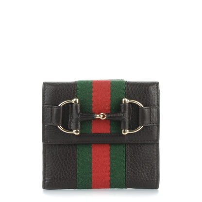 Gucci Calfskin Web Horsebit French Flap Wallet Black 1 of 7
