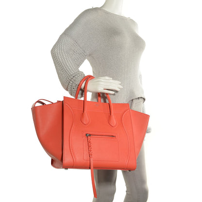 Celine Grained Calfskin Medium Phantom Luggage Coral 2 of 9