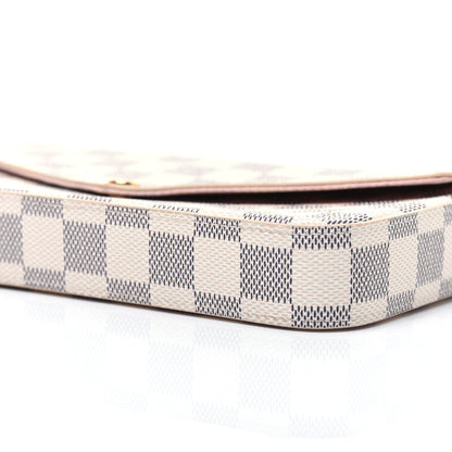 Louis Vuitton Damier Azur Pochette Felicie Chain Wallet Rose Ballerine 8 of 14