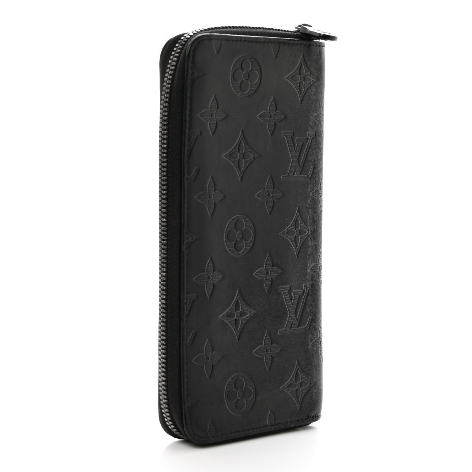 Louis Vuitton Calfskin Monogram Shadow Vertical Zippy Wallet Black 3 of 6