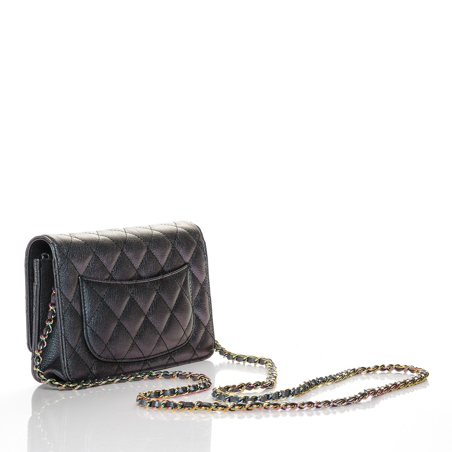 Chanel Iridescent Goatskin Quilted Wallet On Chain WOC Purple 3 of 10