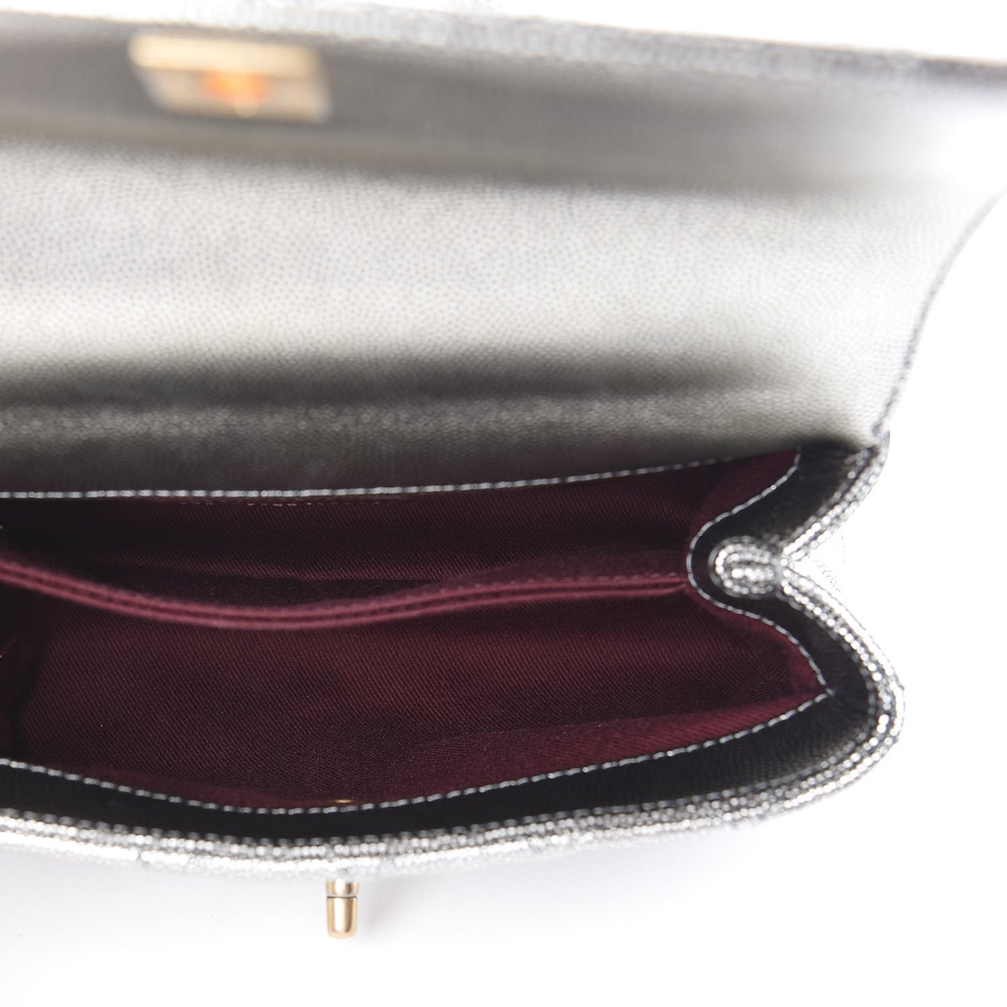 Metallic Caviar Quilted Mini Coco Handle Flap Silver