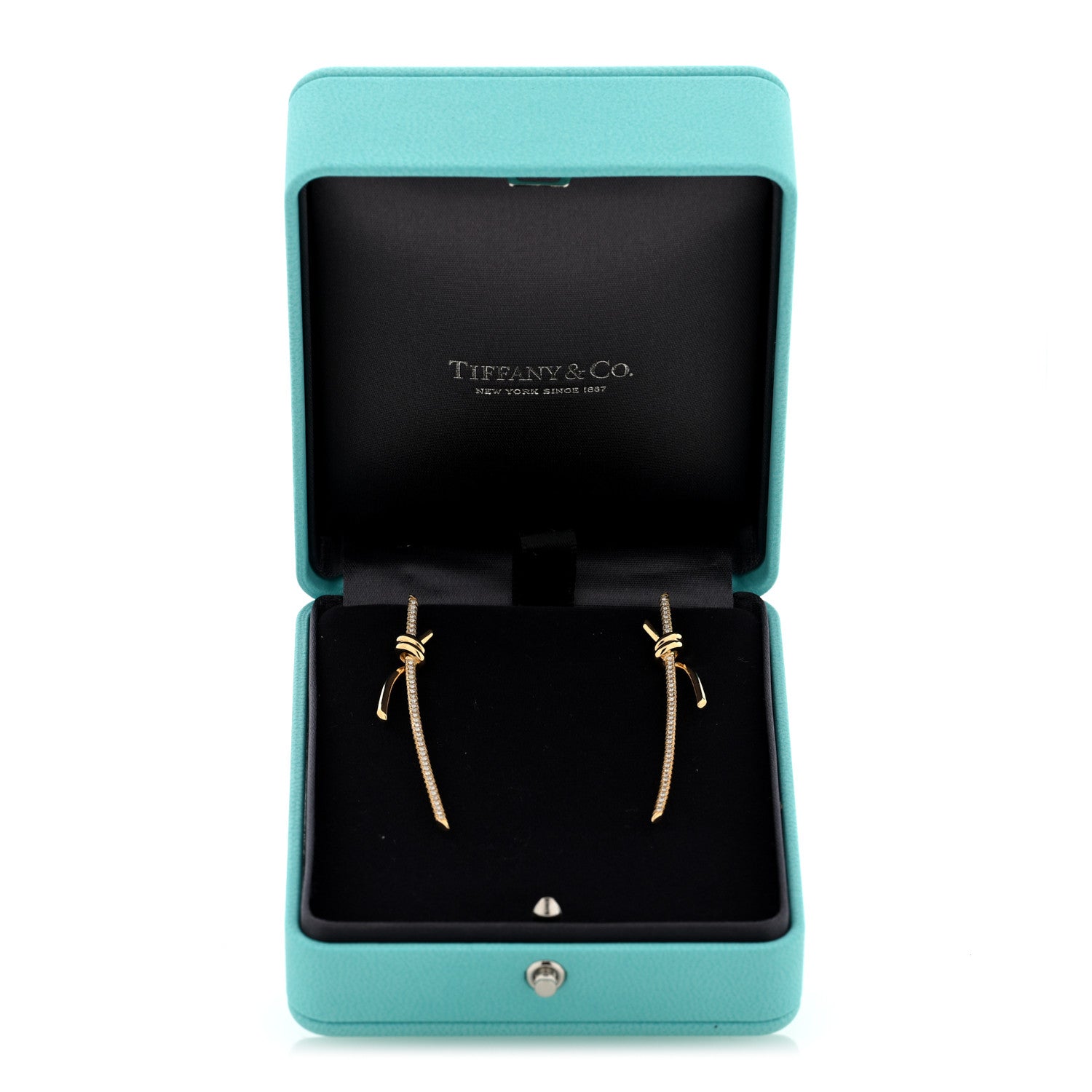 Tiffany 18K Yellow Gold Diamond Tiffany Knot Drop Earrings 5 of 5