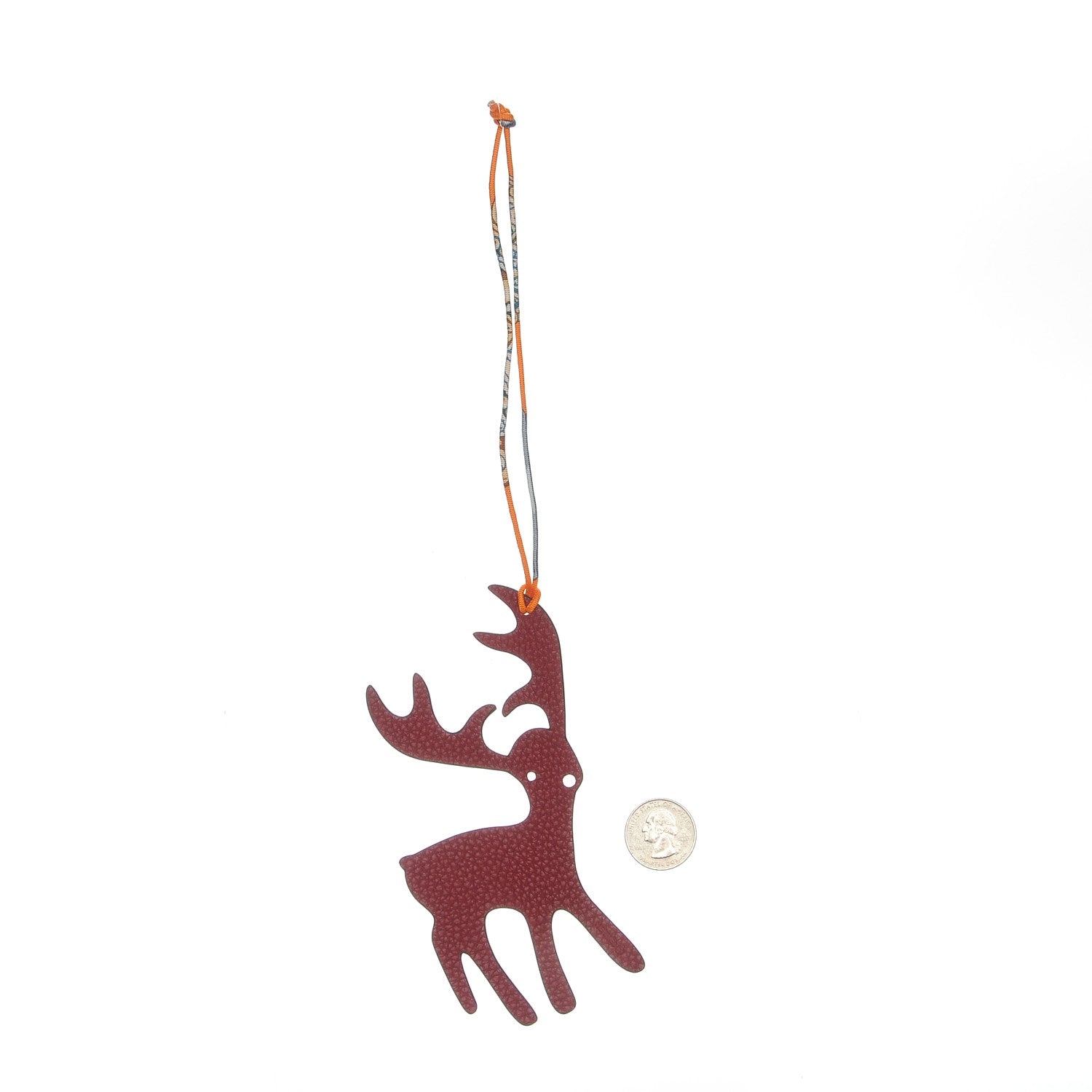 Hermes Togo Grain d'H Petit H Reindeer Bag Charm Rouge Grenat Colvert 2 of 4