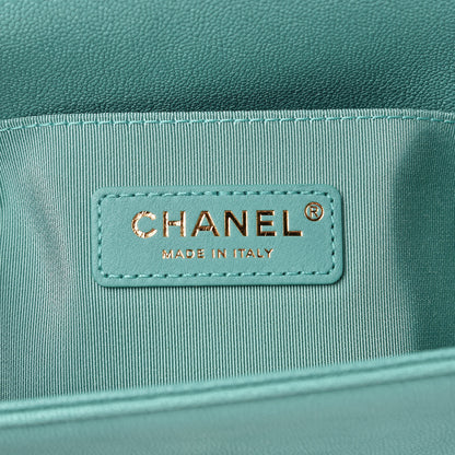 Chanel Caviar Chevron Quilted Small Boy Flap Green 6 of 10