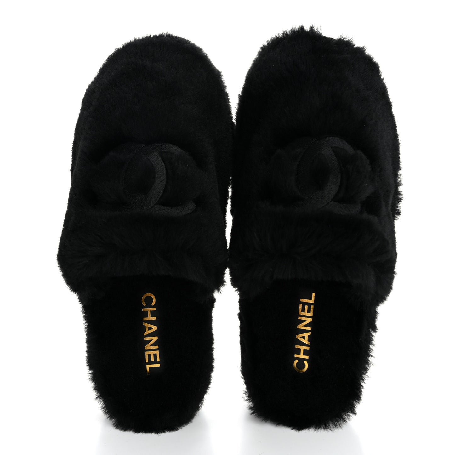 Shearling CC Flat Mules 39 Black