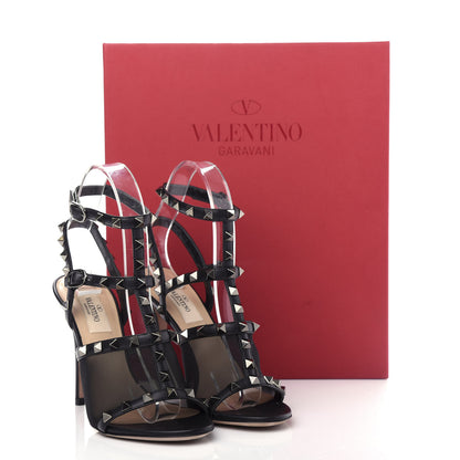 Valentino Garavani Calfskin Mesh Rockstud Gladiator 105mm Sandals 36 Black 10 of 10