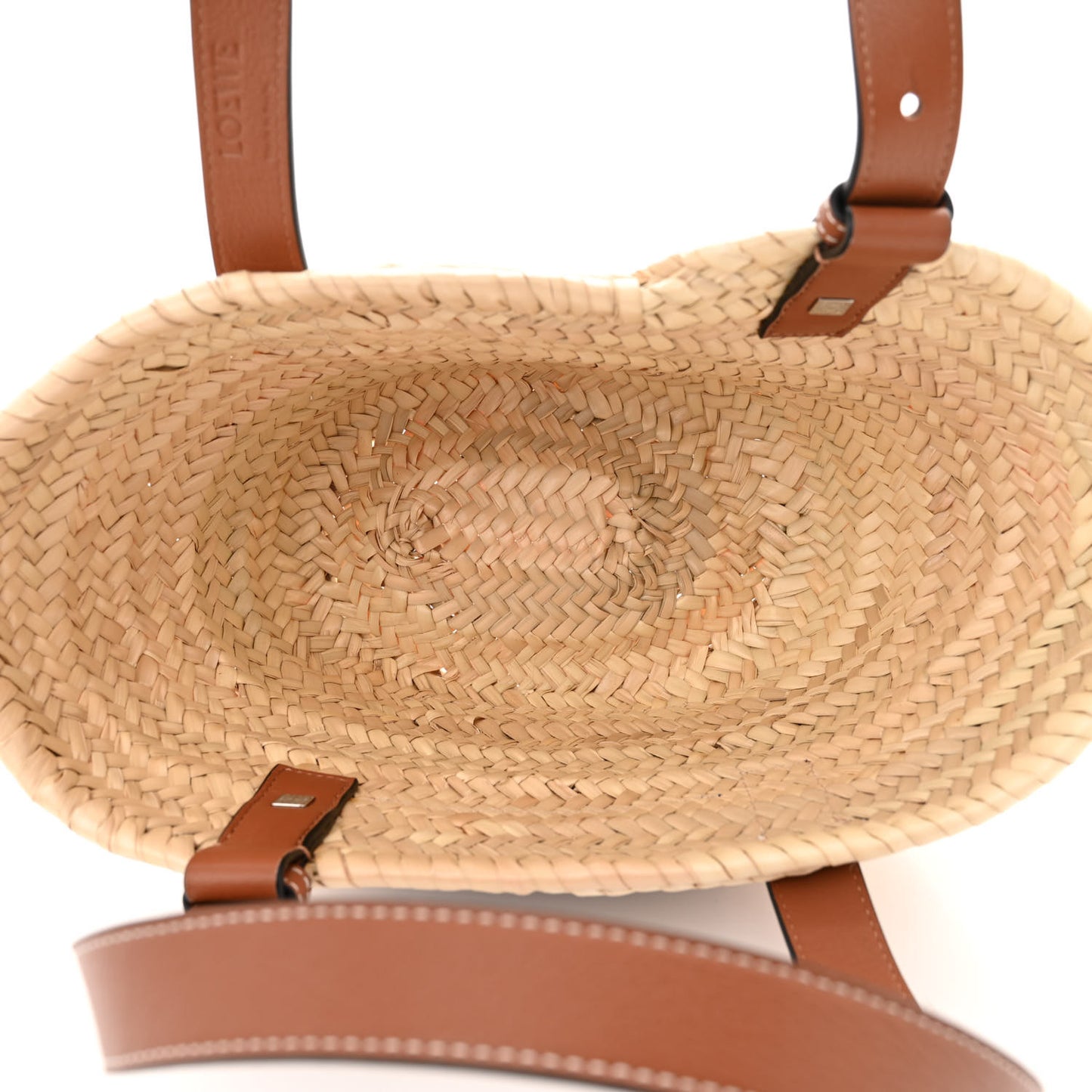 Raffia Small Basket Tote Bag Natural Tan Navy