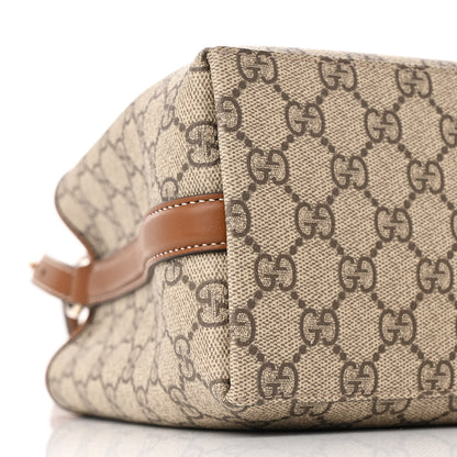 Gucci GG Supreme Monogram Emblem Medium Tote Bag Beige Dark Brown 10 of 11