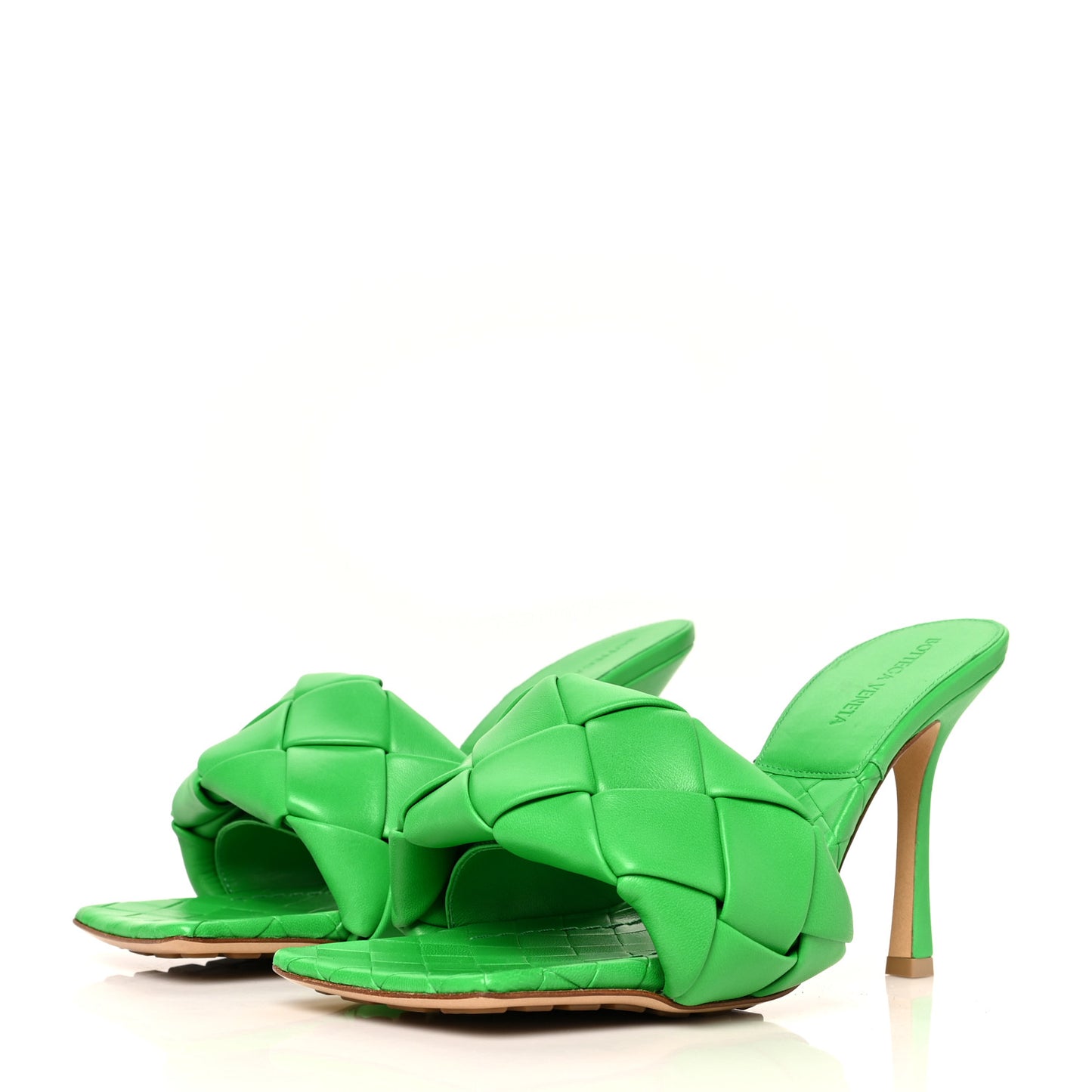 Nappa Maxi Intrecciato Lido 90mm Mule Sandals 40 Grass