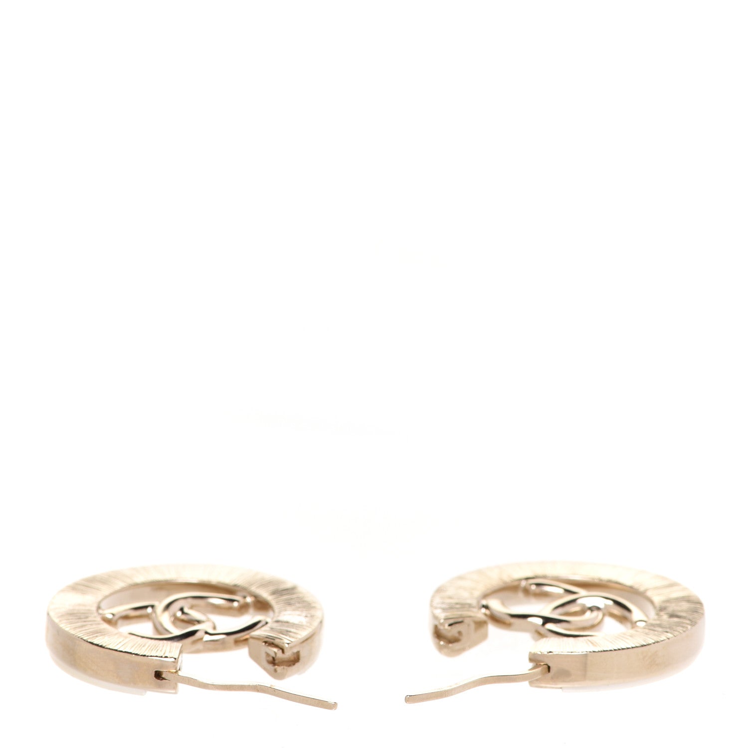 Chanel Metal Crystal Strass CC Hoop Earrings Gold 3 of 5