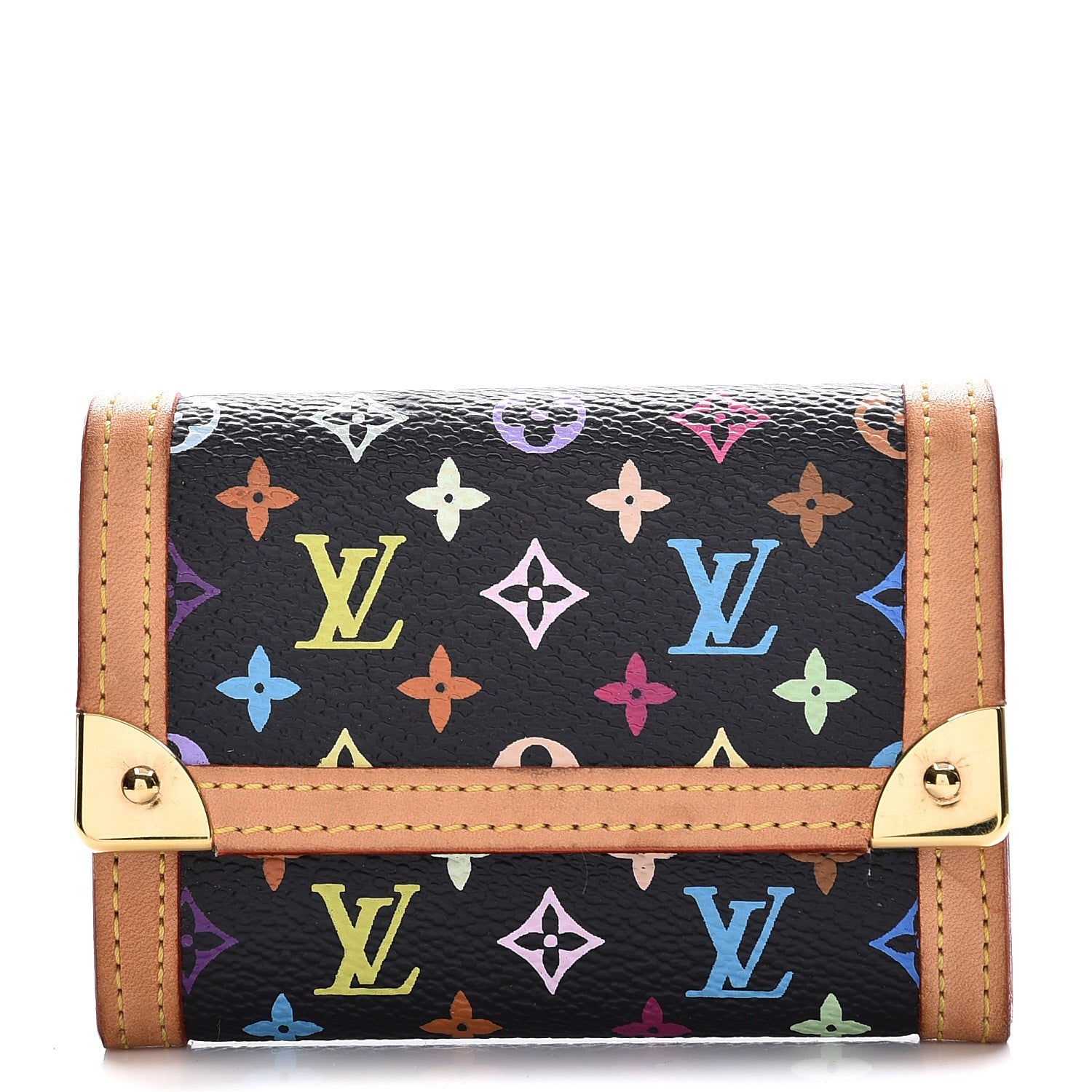 Louis Vuitton Monogram Multicolor Porte-Monnaie Plat Coin Purse Black 1 of 7