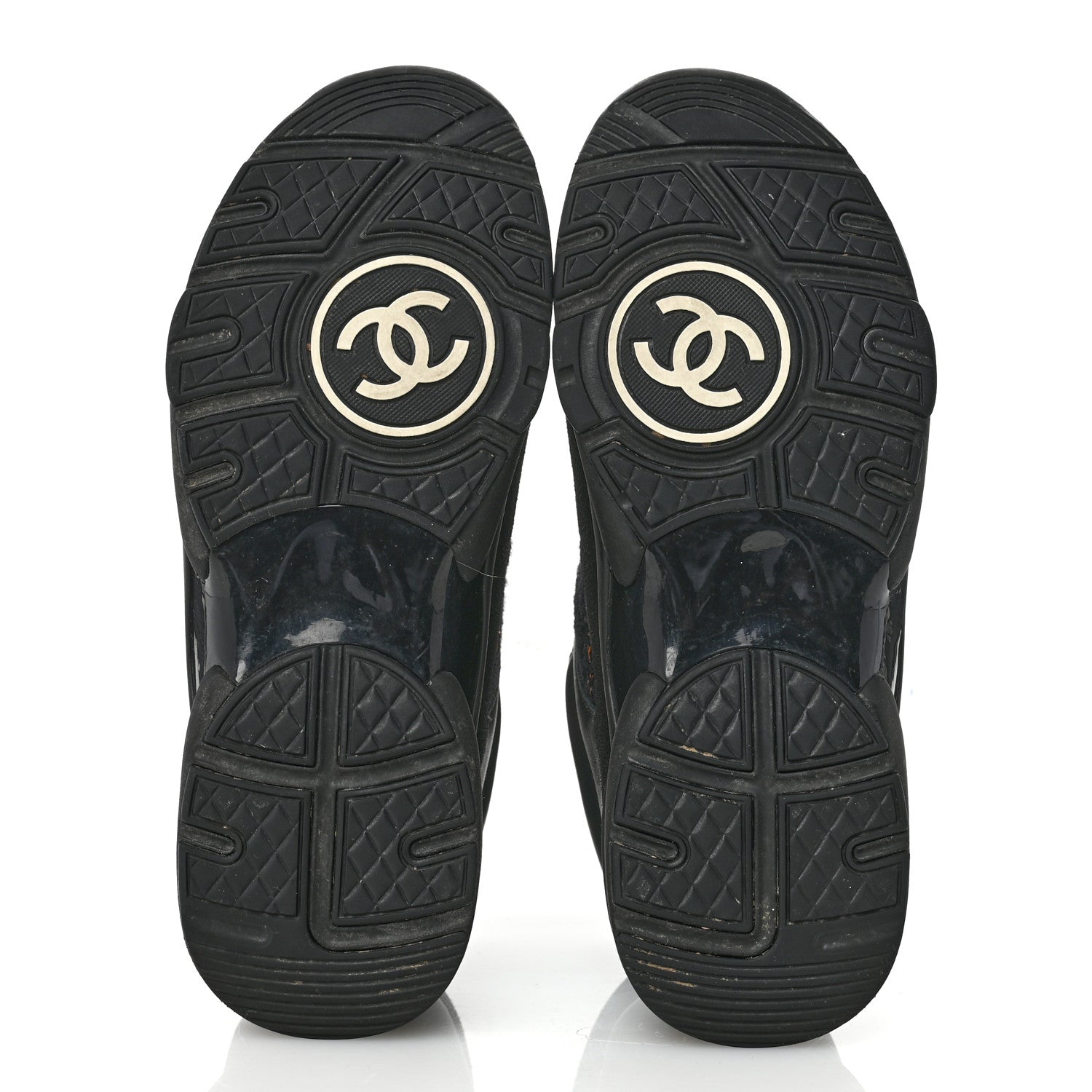 Chanel Velour Tweed CC High Top Sneakers 38 Black Gold 6 of 10