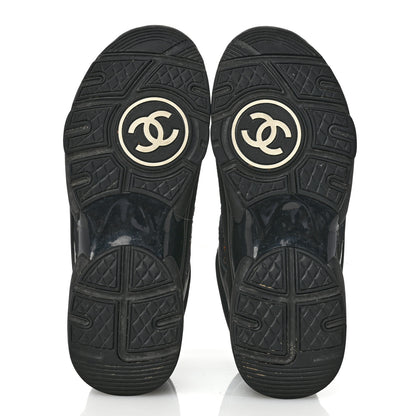 Chanel Velour Tweed CC High Top Sneakers 38 Black Gold 6 of 10
